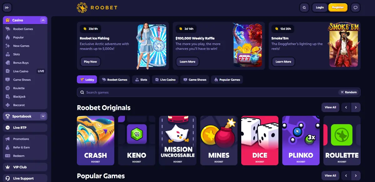 Roobet Casino Example